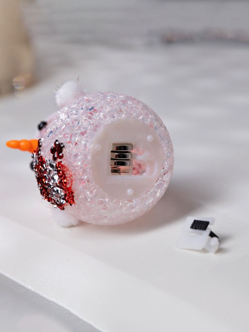 Ёлочная игрушка «Красный снеговичок», 8 см, 1 LED, от батареек AG13×3, свечение мульти (RGB)