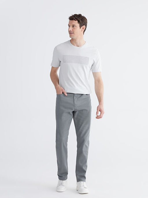 Bisiklet Yaka Bask?l? Penye Erkek Ti??rt