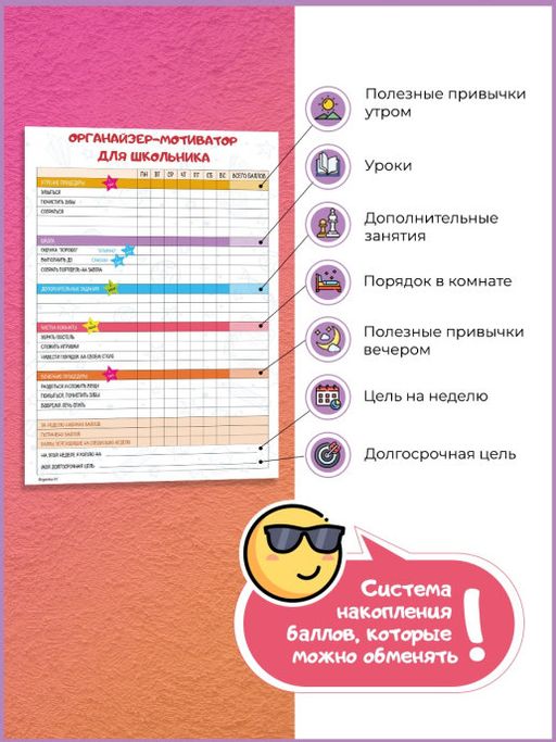 МОТИВАТОР ЛАМИНИРОВАННЫЙ ФОРМИРУЕМ ПРИВЫЧКИ ШКОЛЬНИКА 30х20 см (2445) - Мой органайзер фото 3