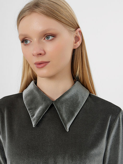 Поло велюровое женское зеленое