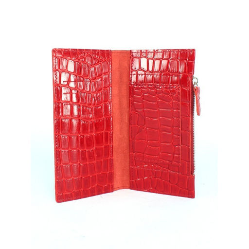 Портмоне женское Croco-ПР-1052 натуральная кожа 3 отд, 5 карм, красный крокодил (203) 255245  фото 3