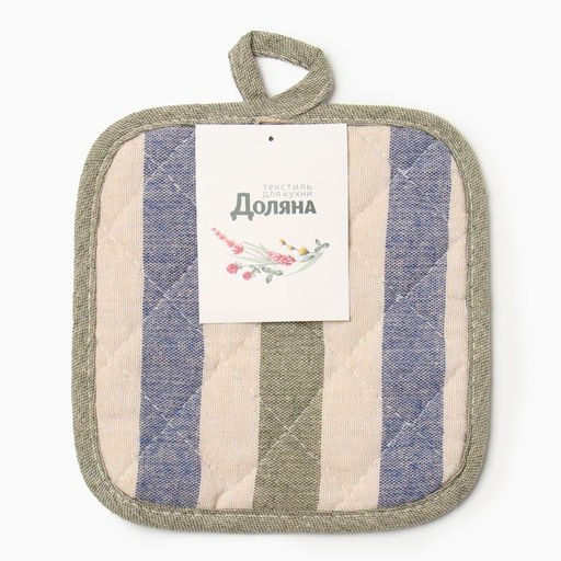 Прихватка Доляна Полоса цв.син/зел 17*17 см 50%п/э 50% хл  фото 4