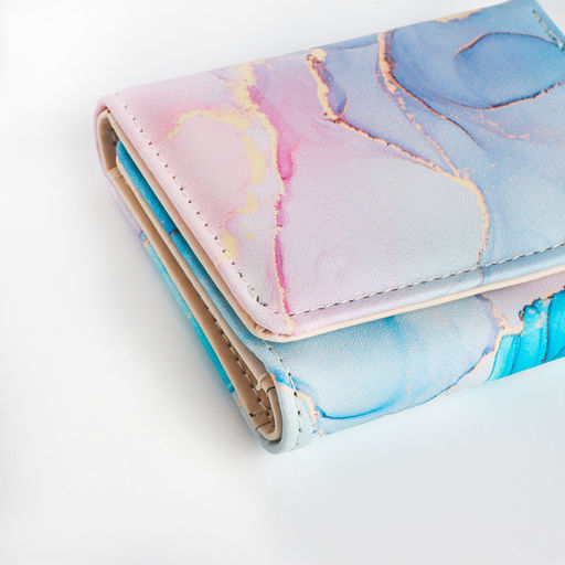 Кошелёк женский на кнопке, 10×1.5×8 см, с принтом, сиреневый