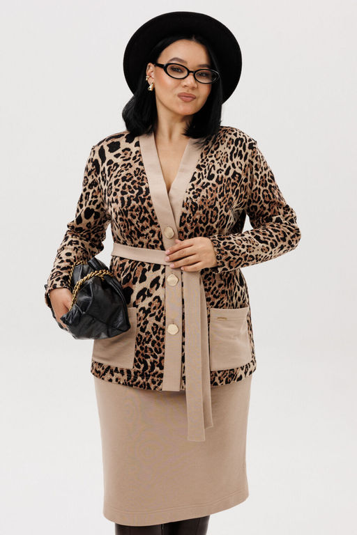 Костюм Anastasia 1293 бежевый (анималистический принт) фото 7
