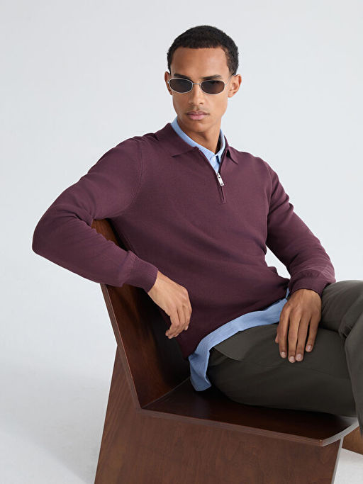 Polo Yaka Erkek Triko Kazak