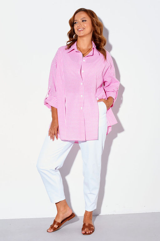 Рубашка Liona Style 897 розовая клетка