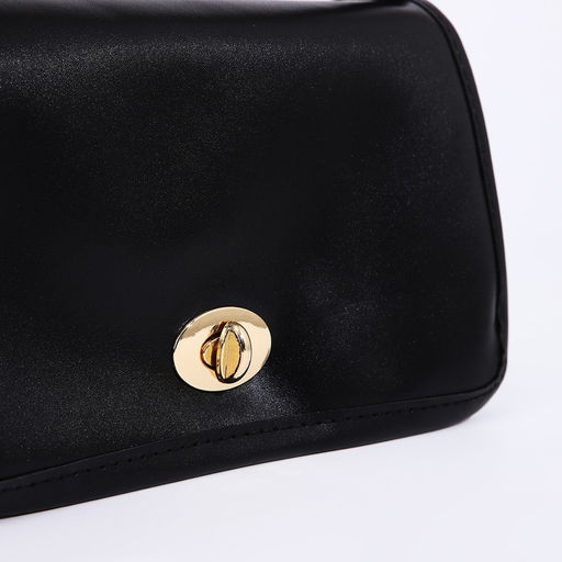 Сумка женская мессенджер на клапане, 23×6.5×12 см, чёрная