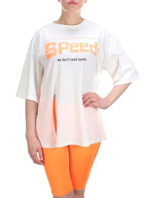 KD-795 WHITE/ORANGE Костюм-двойка женский 7986 TREND