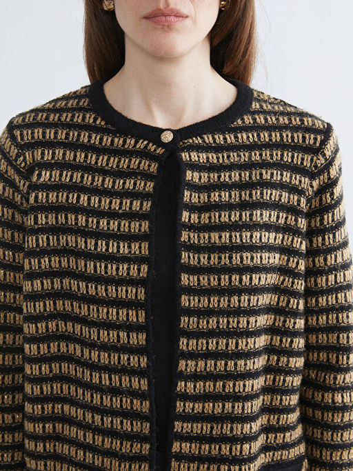 Bisiklet Yaka ?izgili Kad?n Triko H?rka