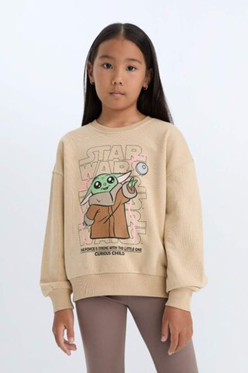Толстовка с круглым вырезом для девочек Star Wars-Mandalorian Relax Fit - Defacto фото 4