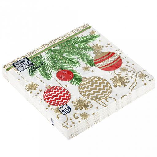 Салфетки бумажные Bouquet Home Collection Classic 33х33см, 3-х слойные, 20 штук в упаковке, 100% целлюлоза, Елочные украшения-2 (Россия)