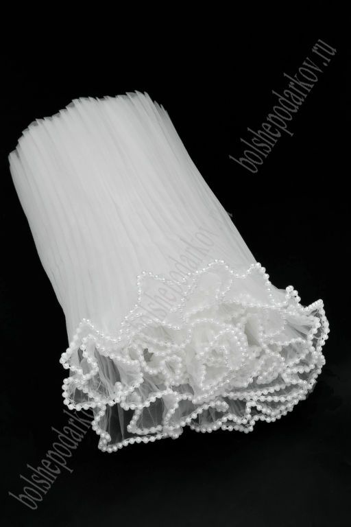 Упаковка для цветов гофрированная с бусинами 26 см*2 м (SF-7857) белый