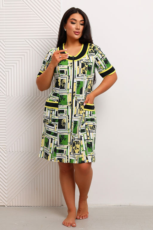 Халат женский из кулирки Марфа цитрусовый микс - Амадэль фото 13