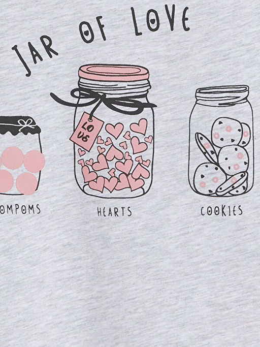 Bisiklet Yaka Bask?l? K?z ?ocuk Ti??rt - Waikiki фото 3