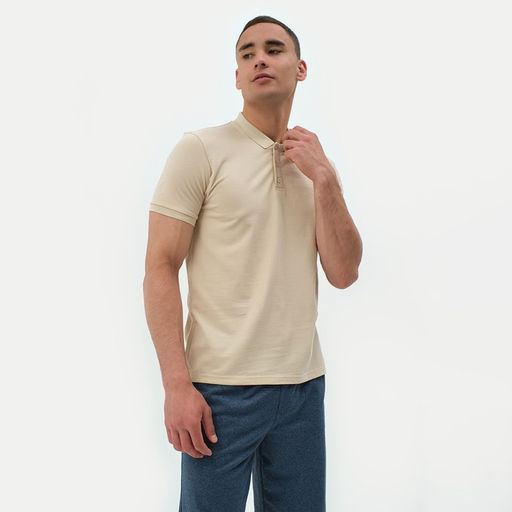 Футболка поло мужская MINAKU REGULAR FIT: бежевая, р-р 44