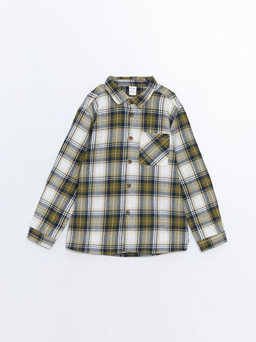 Uzun Kollu Ekose Desenli Erkek ?ocuk Oduncu G?mlek