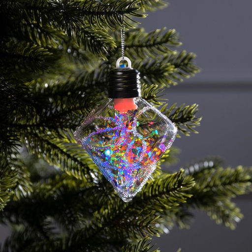 Ёлочный шар Морозный кристалл, 11х7.5 см, 1 LED, от батареек, свечение RGB - Luazon lighting фото 3