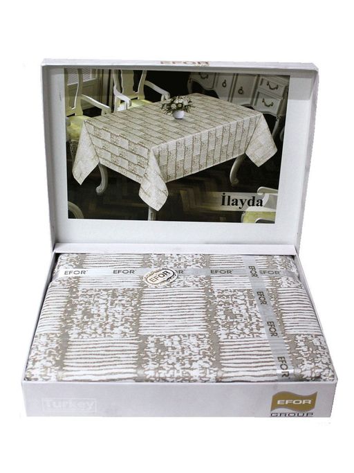Скатерть EFOR ILAYDA 160*220 прямоугольная кофейный  фото 3