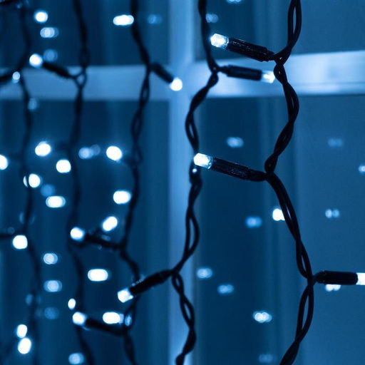 Гирлянда «Занавес» 2×1.5 м, IP65, УМС, тёмная нить каучук, 300 LED, свечение белое, 220 В