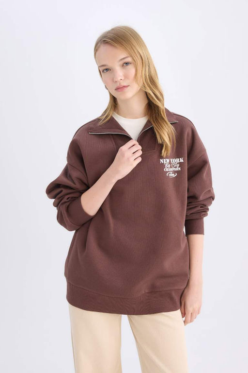 Классический простой свитшот широкого кроя Cool Oversize - Defacto фото 4