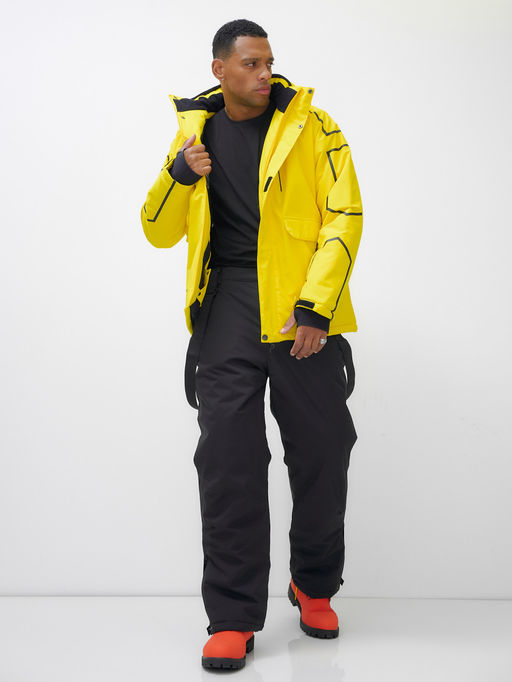 Горнолыжный костюм мужской зимний желтого цвета 390J - Leifensh фото 20