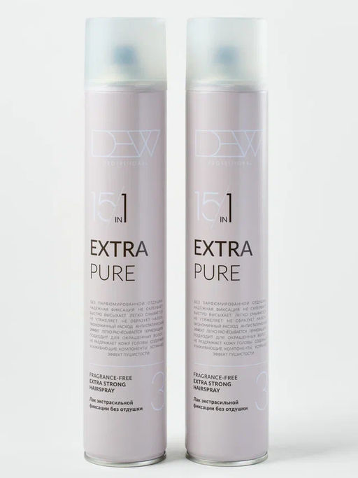 DEW Professional Лак для волос экстрасильной фиксации без отдушки / Extra Pure, 500 мл