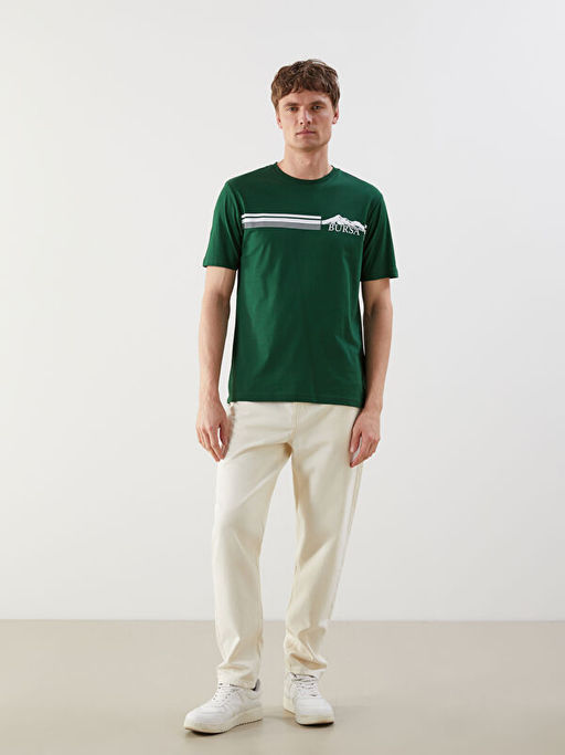 Bisiklet Yaka Bursa Bask?l? Penye Erkek Ti??rt