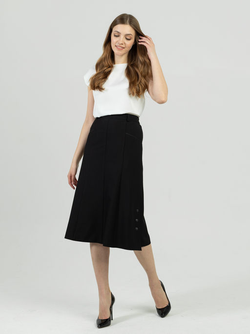 юбка на подкладке, расклешенная от пояса к низу. - Трика фото 3