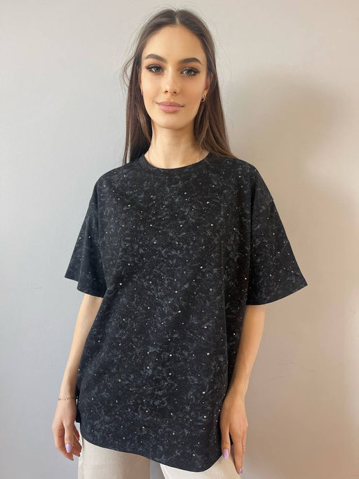 K12725 Футболка OVER SIZE (плотный хлопок) ЧЕРНЫЙ