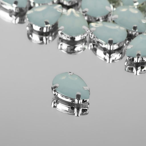 Стразы пришивные «Капля», в цапах, 10×14 мм, 20 шт., белые