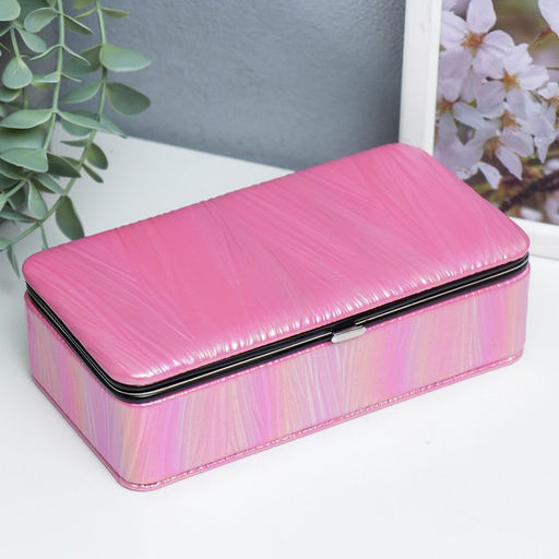 Шкатулка кожзам для украшений Полосы.Текстура. Красная переливы 6х9,8х18,5 см - Simaland фото 9