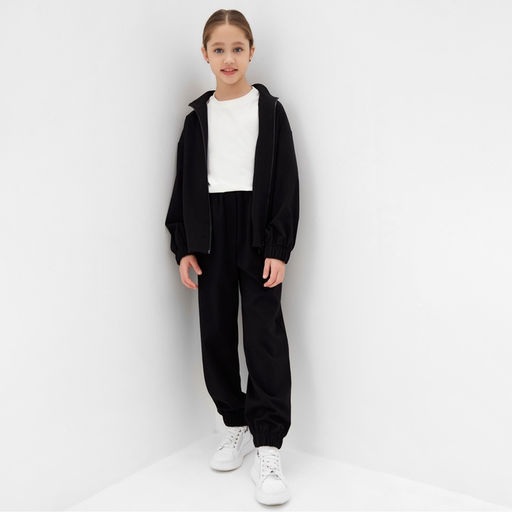 Брюки для девочки MINAKU: Casual Collection KIDS, чёрные, рост 134 см