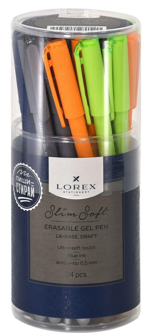 Ручка гелевая стираемая LOREX LX-BASE.DRAFT Slim Soft 0,5 мм синяя, покрытие ultra-soft to...