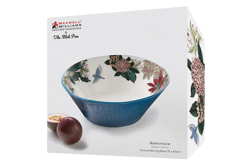 Салатник, 25 см, 2 л, керамика, круглый, синий, Цветы и птица, Reminisce - Maxwell & Williams фото 4