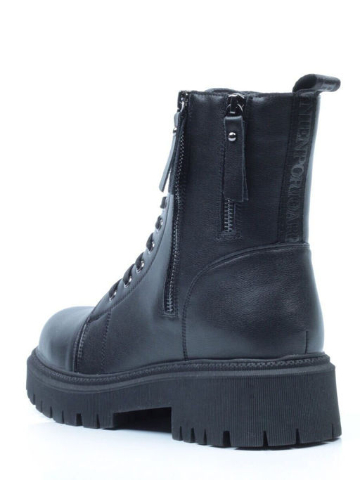 01-5275-1 BLACK Ботинки демисезонные женские (натуральная и искусственная кожа, байка)