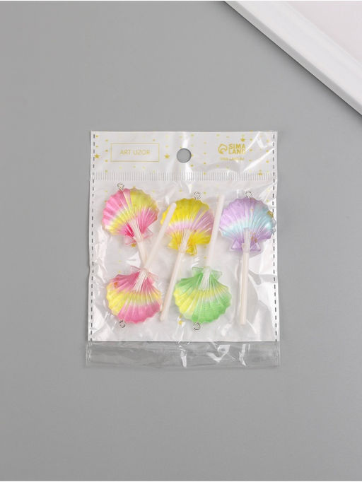 Цена за 5 шт. Подвеска для творчества акрил «Ракушка на палочке», 6×3×1 см, МИКС