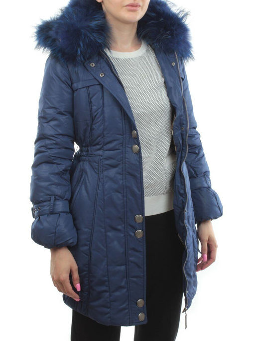 9026 BLUE Куртка зимняя женская (натуральный пух, натуральный мех)