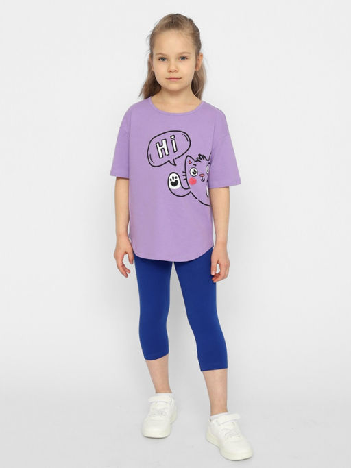 CRB wear/CSKG 90214-45 Комплект для девочки (футболка, бриджи),лаванда/Ex.Cherubino