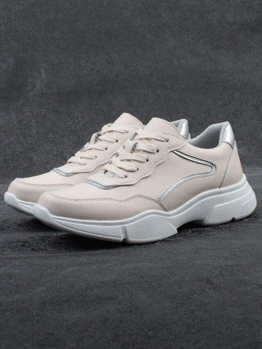 03-YJ435-2 BEIGE Кроссовки женские (натуральная кожа)