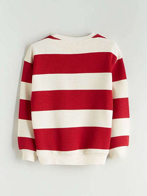 Bisiklet Yaka ?izgili Erkek ?ocuk Sweatshirt