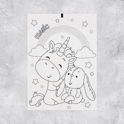 Цена за 10 шт. Наклейки детские бумажные «Единороги», c раскраской на обороте, 10×14 см