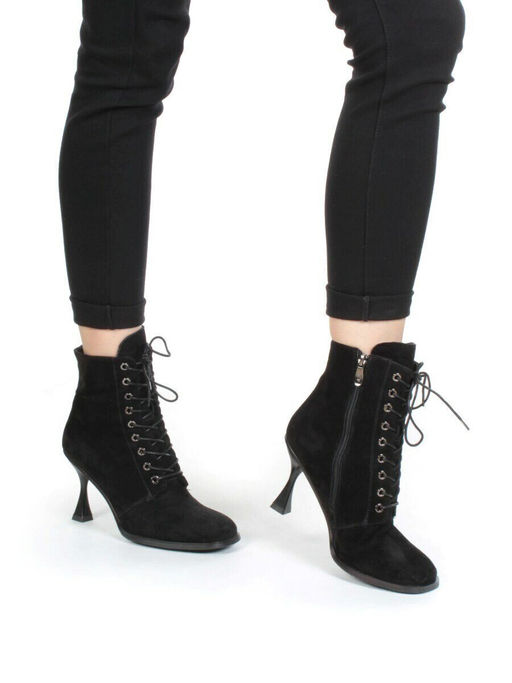 04-E29W-15B BLACK Ботильоны зимние женские (натуральная замша, натуральный мех)