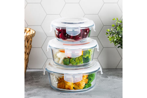 Набор 3 круглых контейнеров 400 мл, 600 мл, 950 мл с пластик. крышк. с защел., с сил.уплотн - Elan gallery фото 8