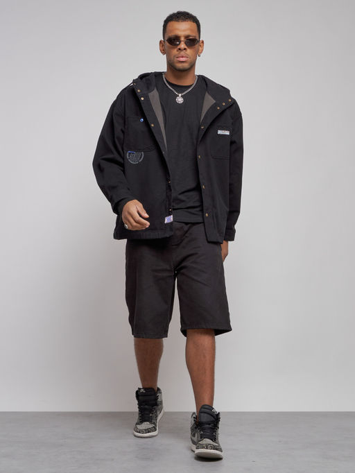 Джинсовая куртка мужская с капюшоном черного цвета 12768Ch - Mtforce фото 11