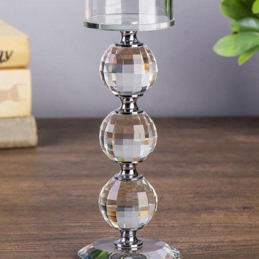 Стеклянный подсвечник на 1 свечу «Чёрная дымка», 23×7×7 см