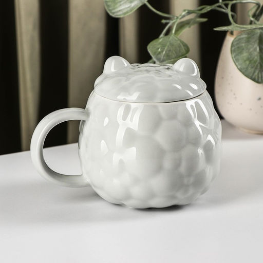 Кружка керамическая с крышкой «Лама», 380 мл, цвет МИКС