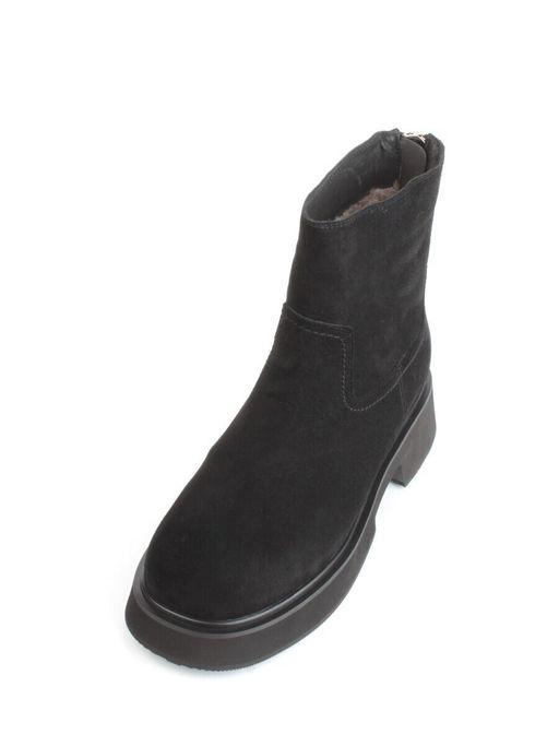 04-HJM397 BLACK Ботинки зимние женские (натуральная замша, натуральный мех)