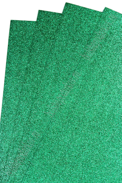 Фоамиран глиттерный А4, 2 мм Premium (10 листов) SF-1955, темно-зеленый №017А