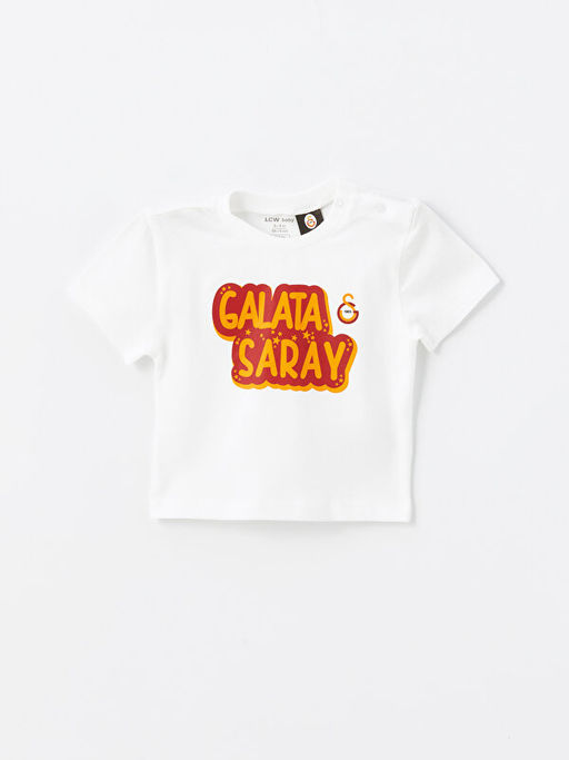 Bisiklet Yaka K?sa Kollu Galatasaray Bask?l? Erkek Bebek Ti??rt ve ?ort 2li Tak?m - Waikiki фото 2