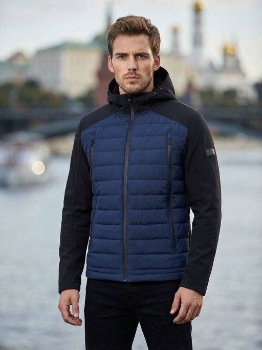 Куртка мужская гибридная стёганая с капюшоном с графеновой подкладкой черного цвета 9627_1Ch - Mtforce фото 92